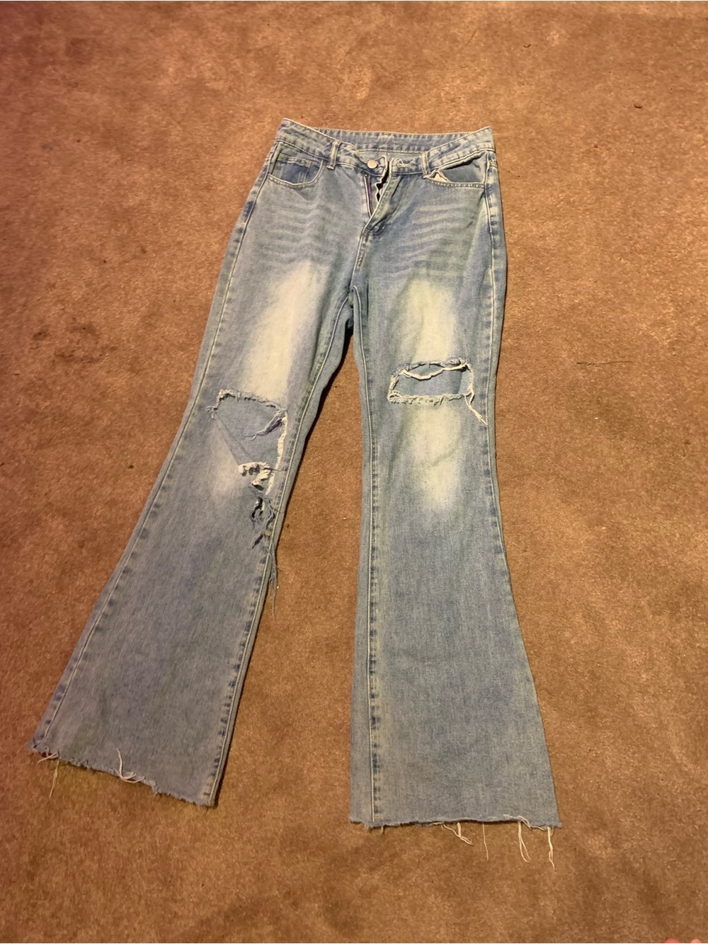 Light Blue Distressed Flare Jeans - Women size 2